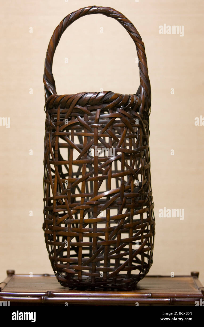 basket made by Hayakawa-san (the elder), from a collection of old and rare bamboo-made cultural artifacts Stock Photo