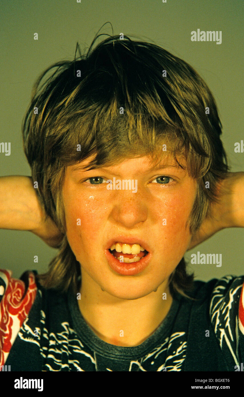 portrait of a sweating young boy Stock Photo Alamy