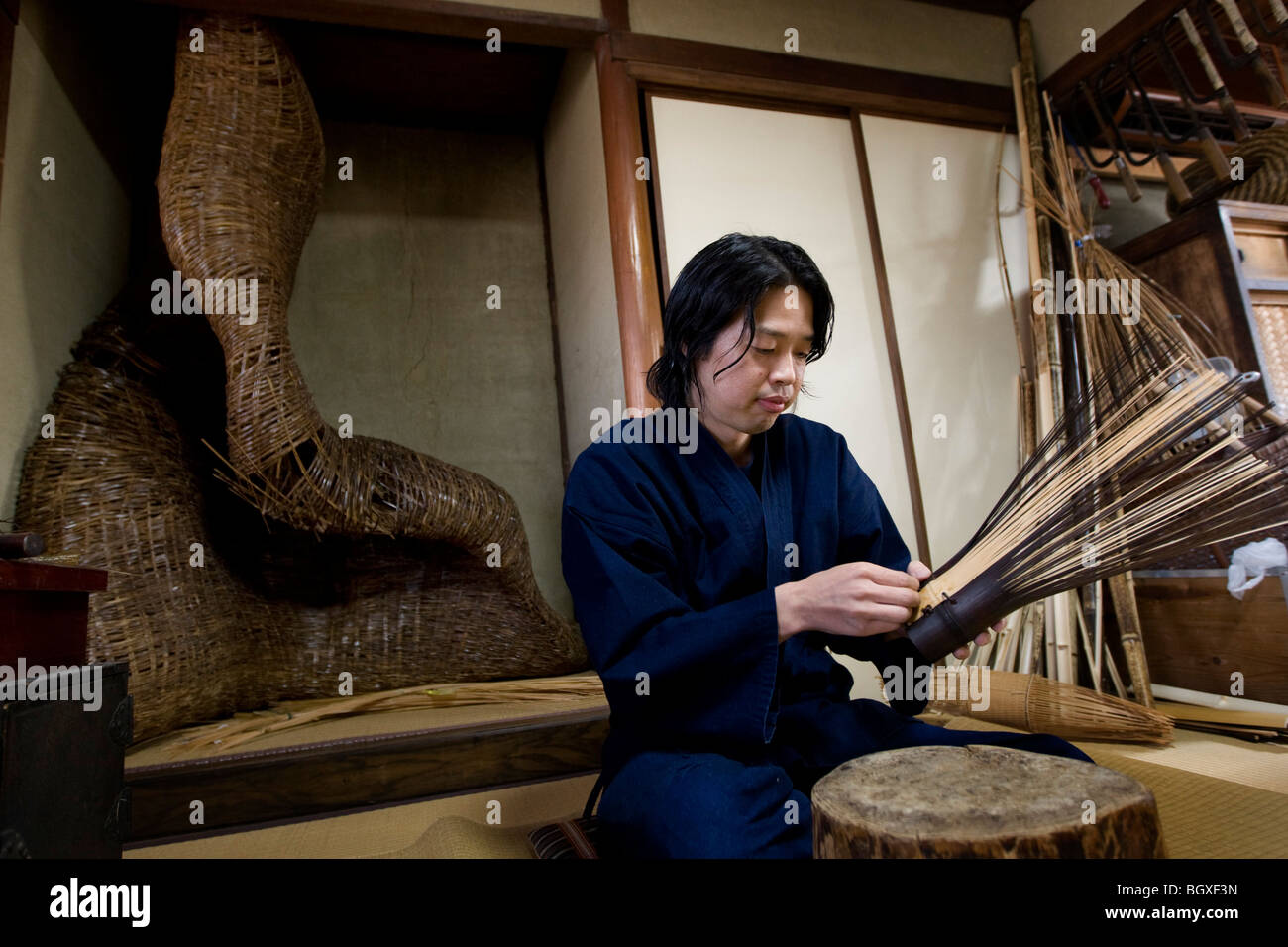 Takeo Tanabe at work in the Tanabe family workshop, in Sakaishi, Japan ...