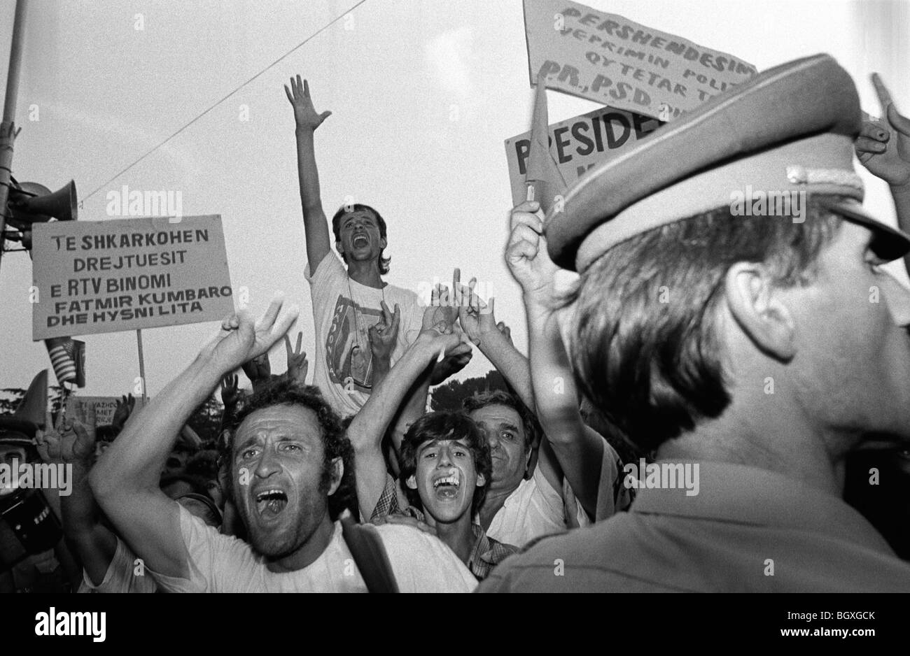 PRO-DEMOCRACY DEMONSTRATION, TIRANA, ALBANIA, 14TH SEP' 91, Stock Photo