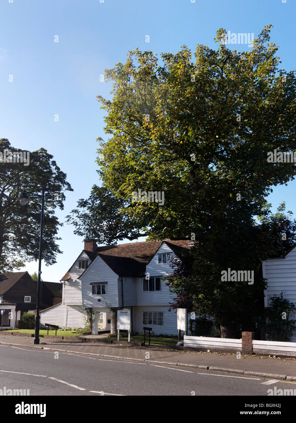 Whitehall White Weatherboarded Tudor House Cheam Surrey England Stock