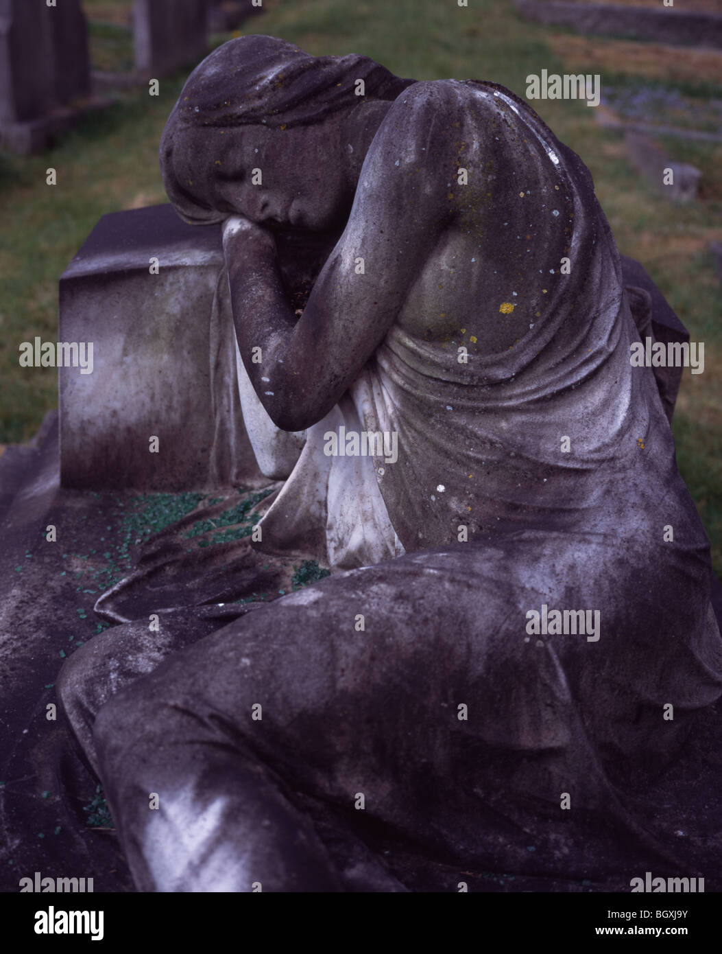 Statue of sleeping woman Haycombe Cemetery Bath Spa Somerset UK Stock Photo