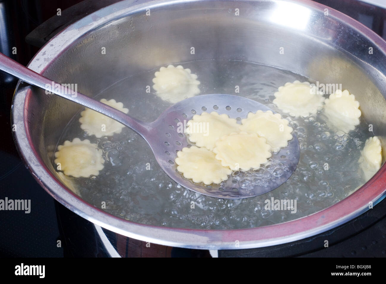 Tortellini in ladle Stock Photo - Alamy