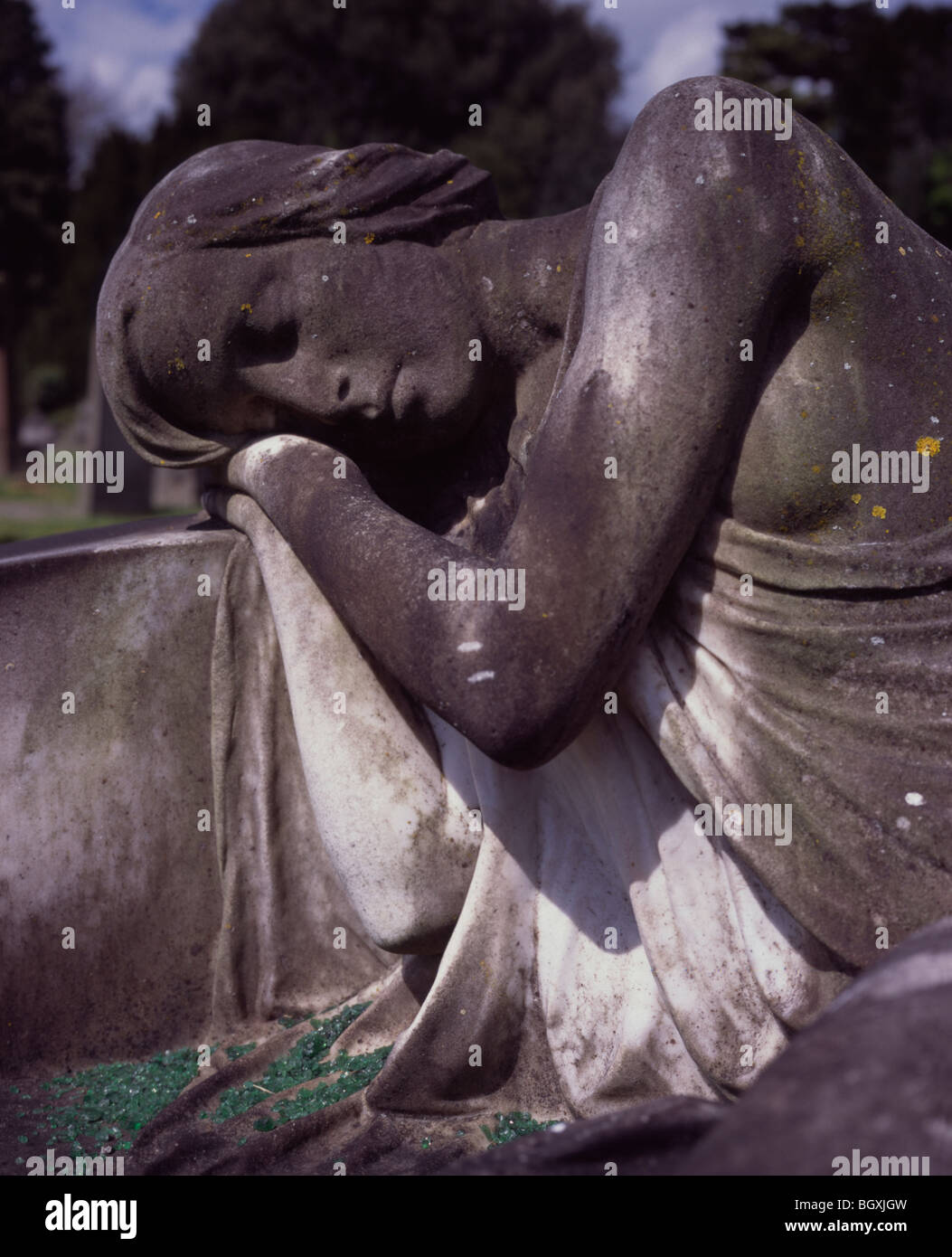 Statue of sleeping woman Haycombe Cemetery Bath Spa Somerset UK Stock Photo