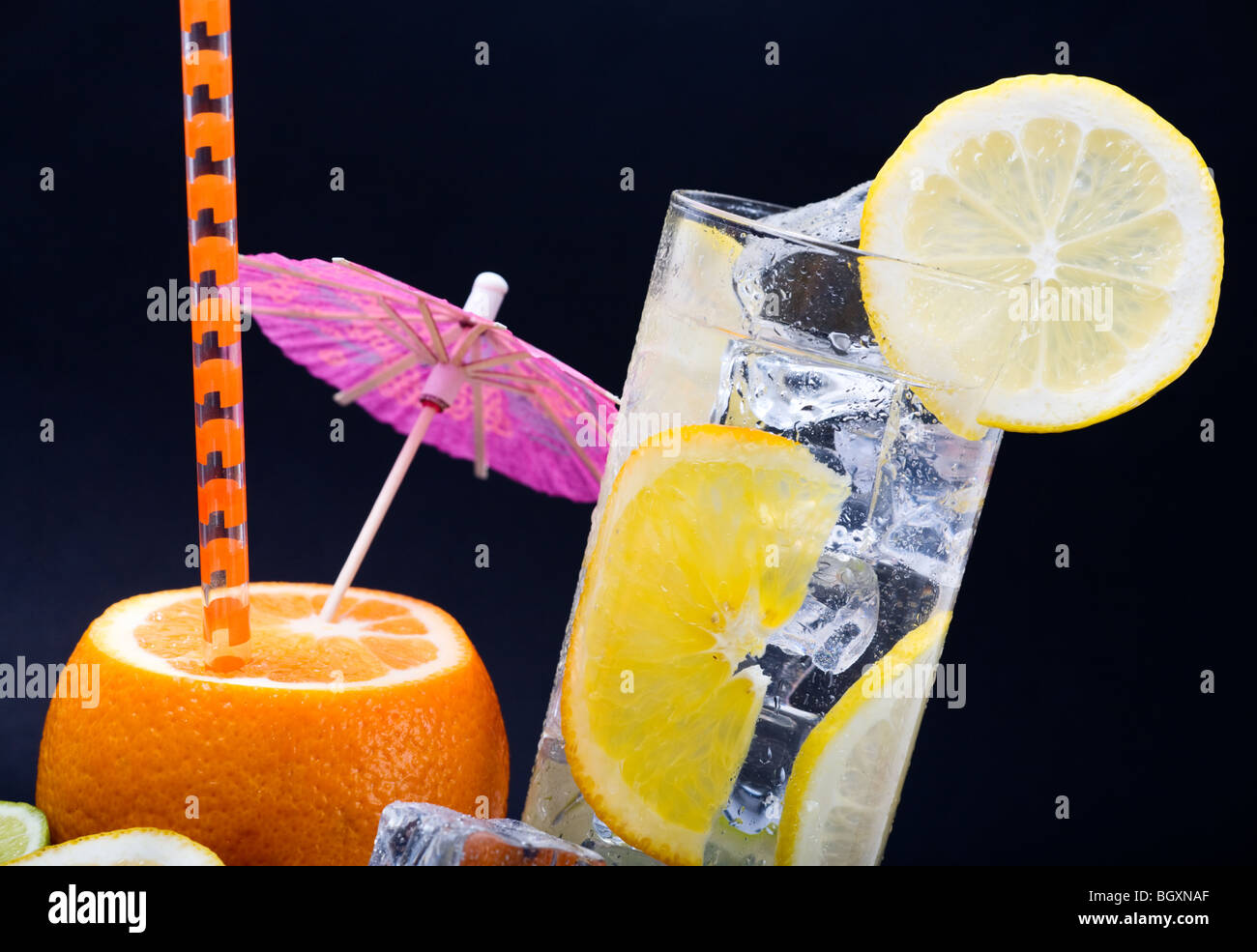 Citrus Ice Water Stock Photo