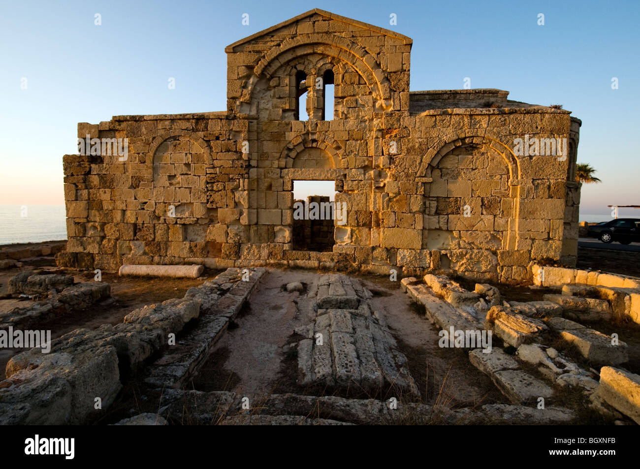 Ruin of the Byzantine church of St Epiphanios' in Agios Filion, Karpaz Peninsula North, Cyprus Stock Photo