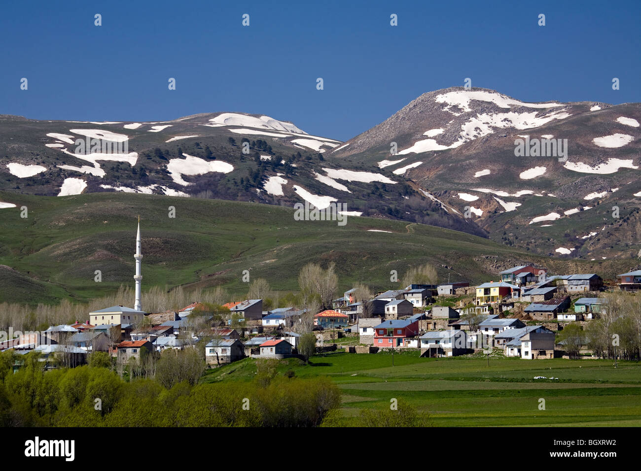 Scenic view of a village in Kelkit River Valley Gumushane Turkey Stock Photo