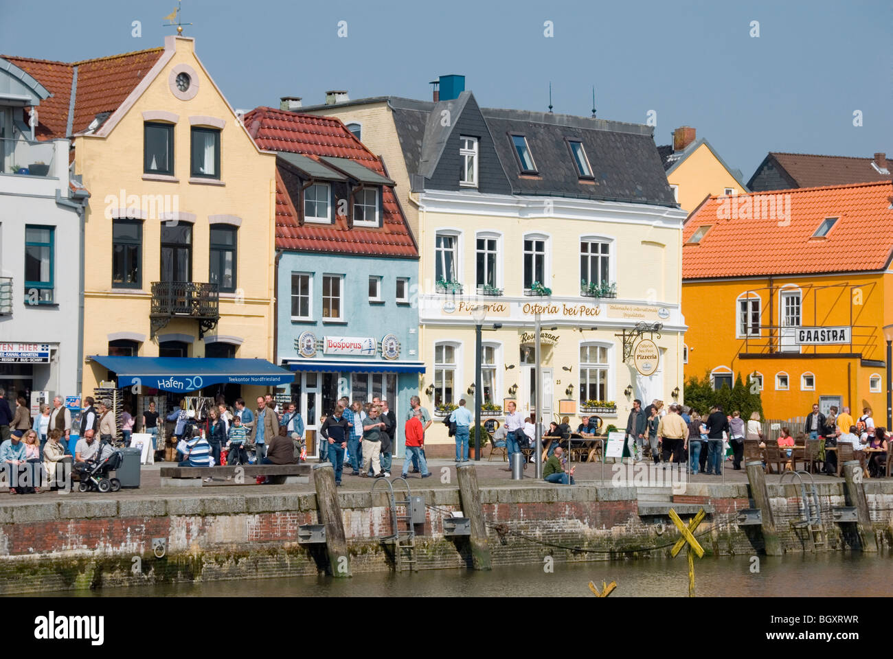 Row of houses at the port Stock Photo