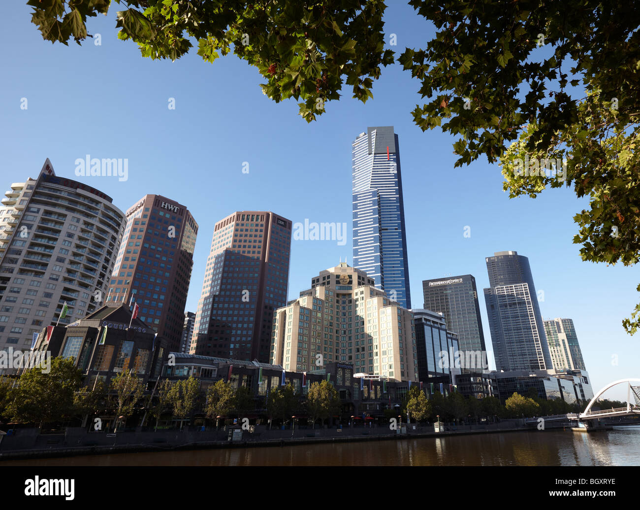 The Southbank Promenade and Eureka tower Melbourne, Victoria, Australia Stock Photo