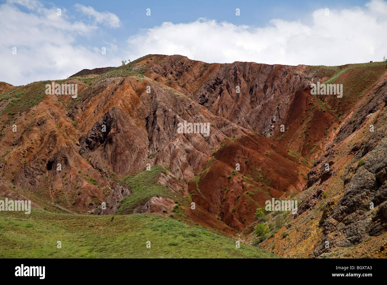 Colorful mineral rich rocks in Kelkit Valley Gumushane Turkey Stock Photo