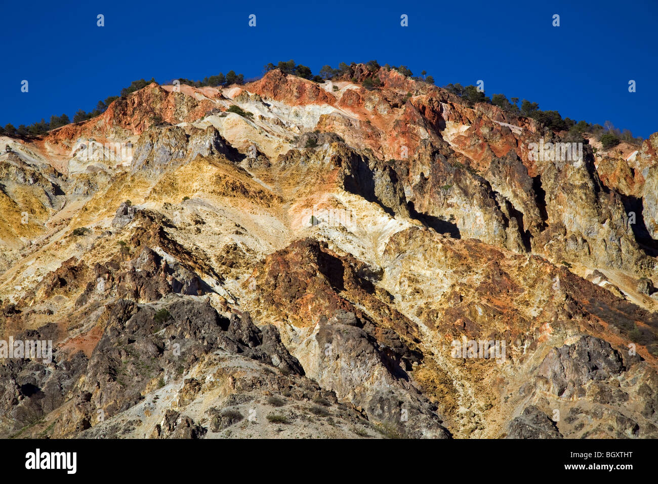 Colorful mineral rich rock formations in Kelkit Valley Gumushane Turkey Stock Photo