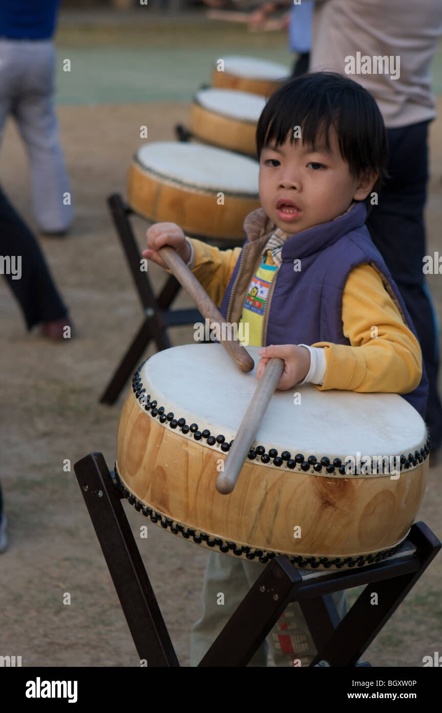 child on taiwanese drum Stock Photo Alamy