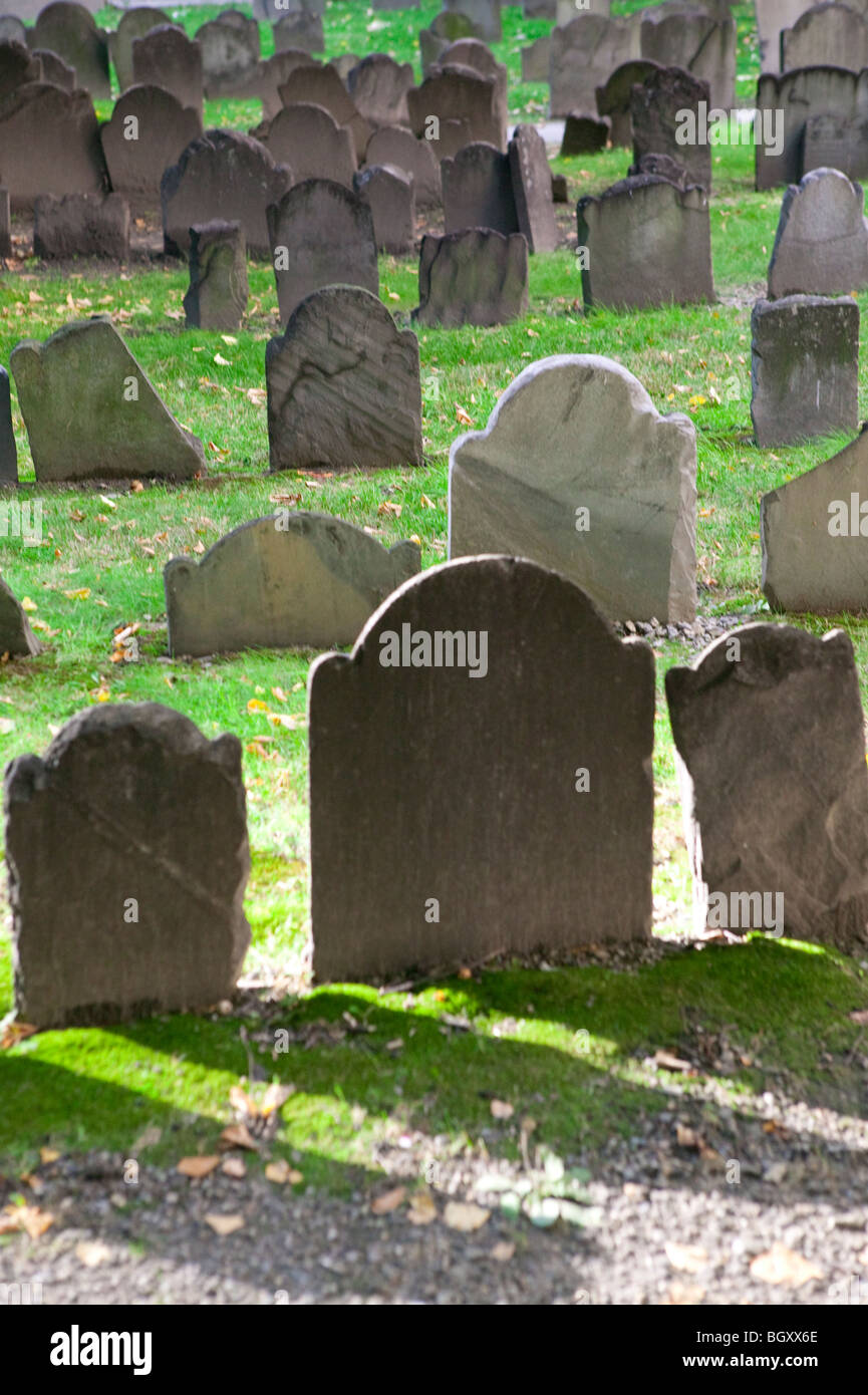 The Boston Freedom Trail, Granary Burying Ground established 1660 Stock Photo