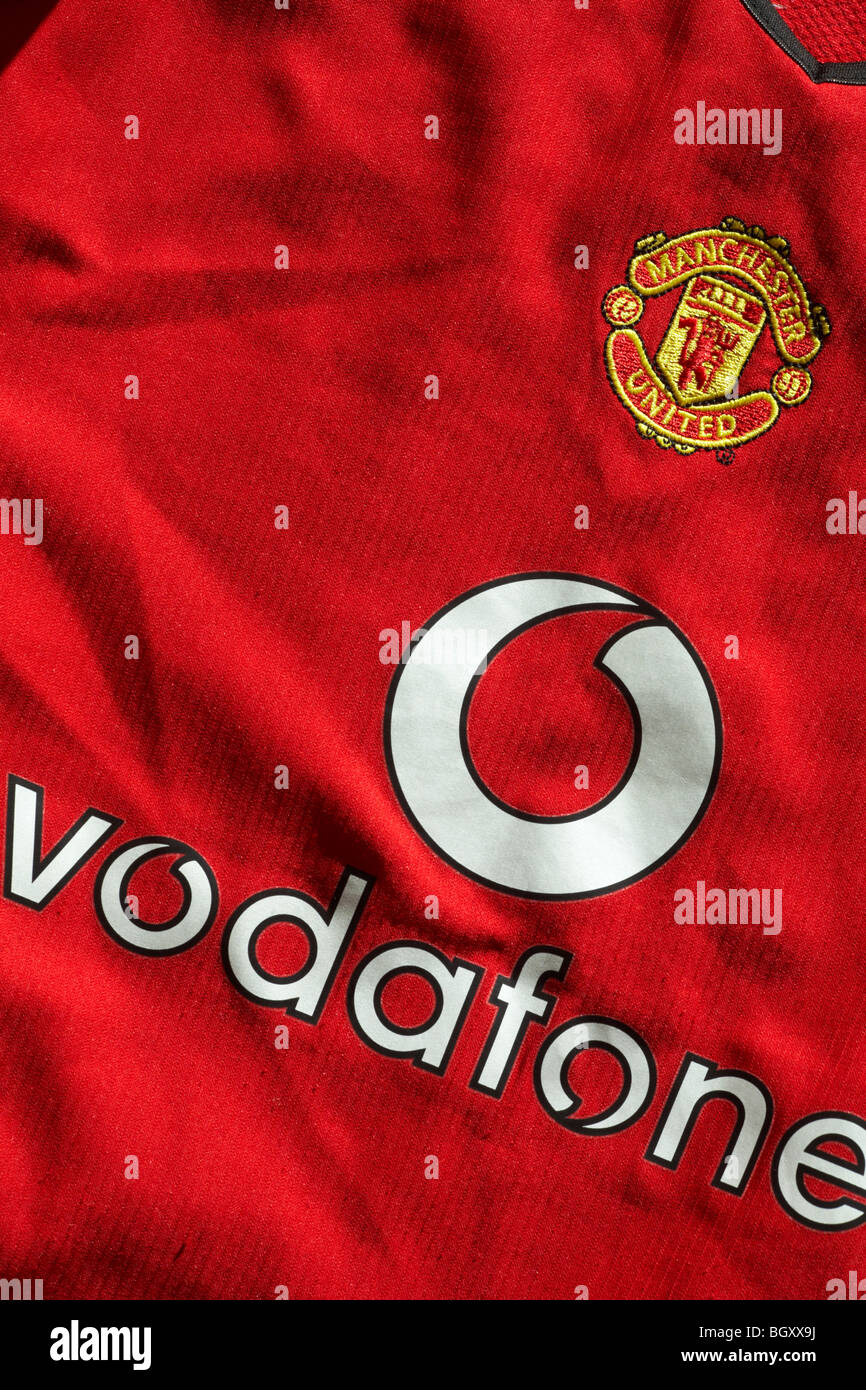 Manchester United football t-shirt sponsored by Vodafone Stock Photo - Alamy