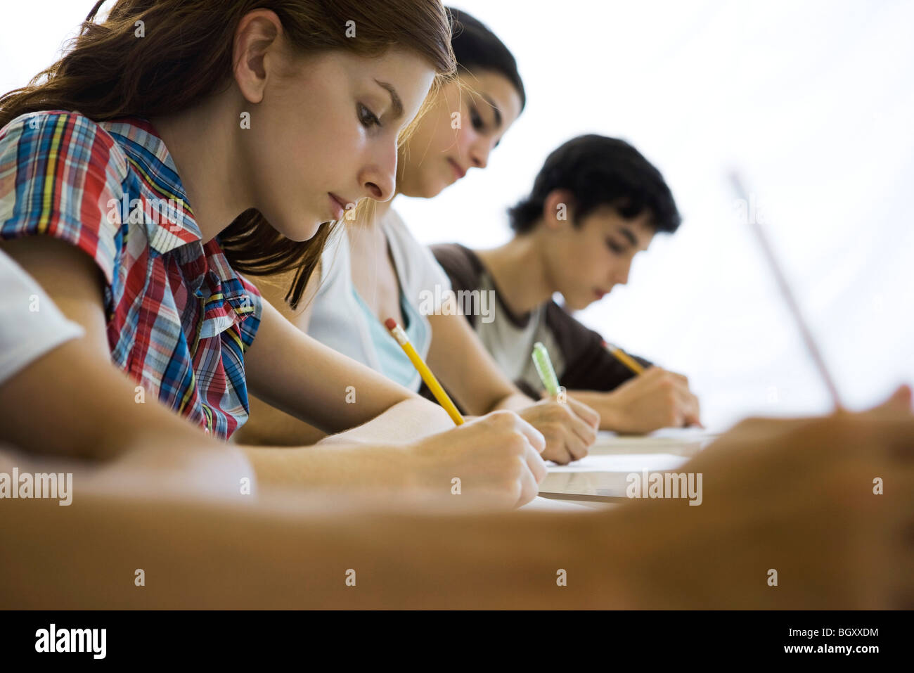High school students concentrating in class Stock Photo