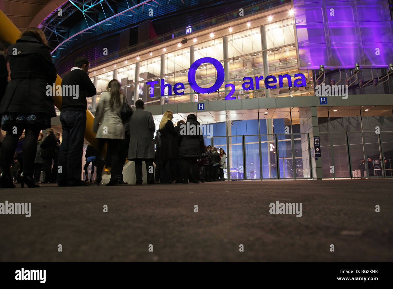 People queue to gain entry to the O2 centre in London Stock Photo