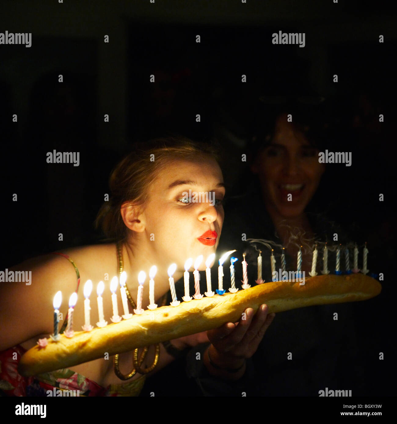 Woman celebrating her birthday Stock Photo