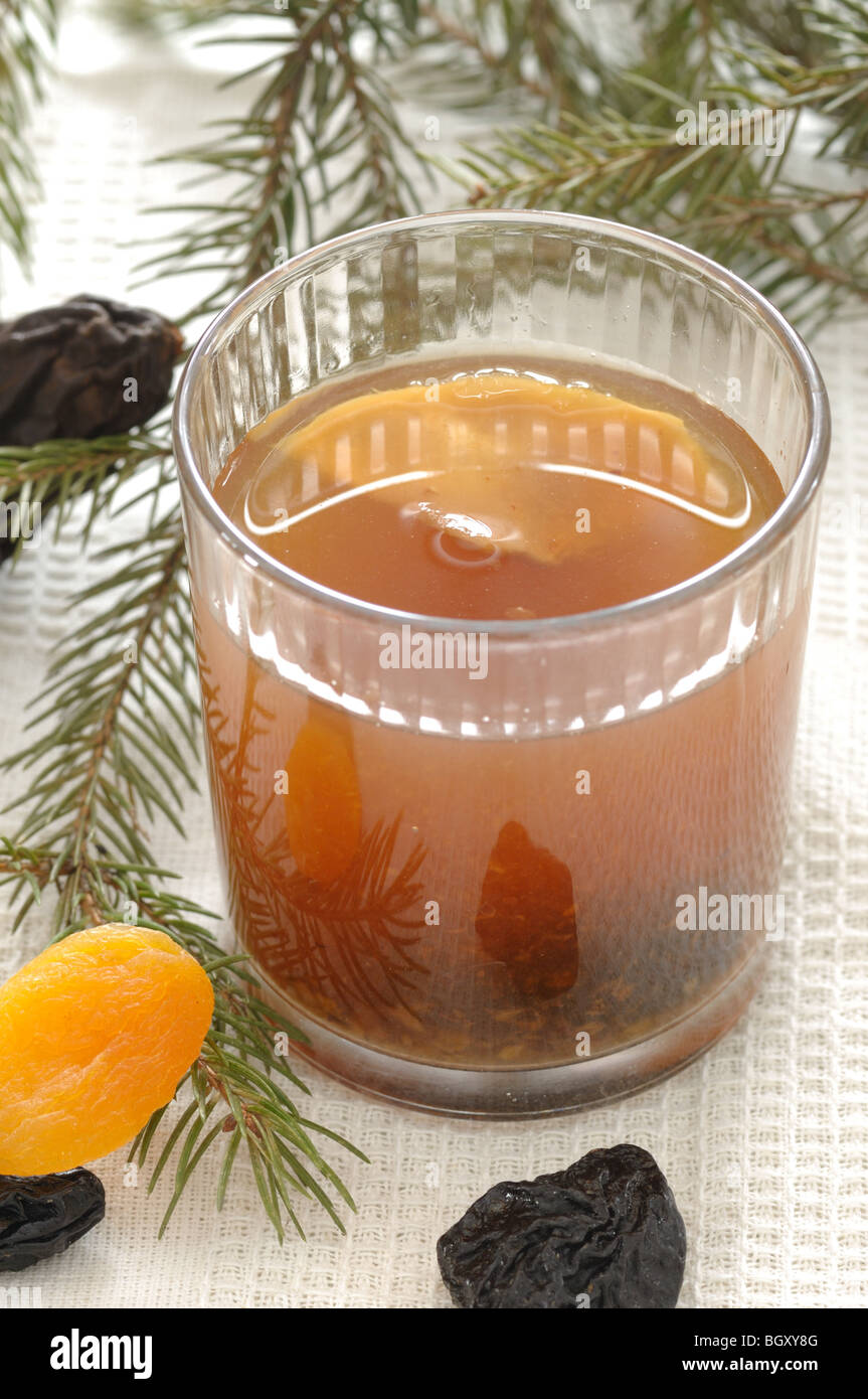 Kompot from Dried fruits traditional Eastern European drink Stock
