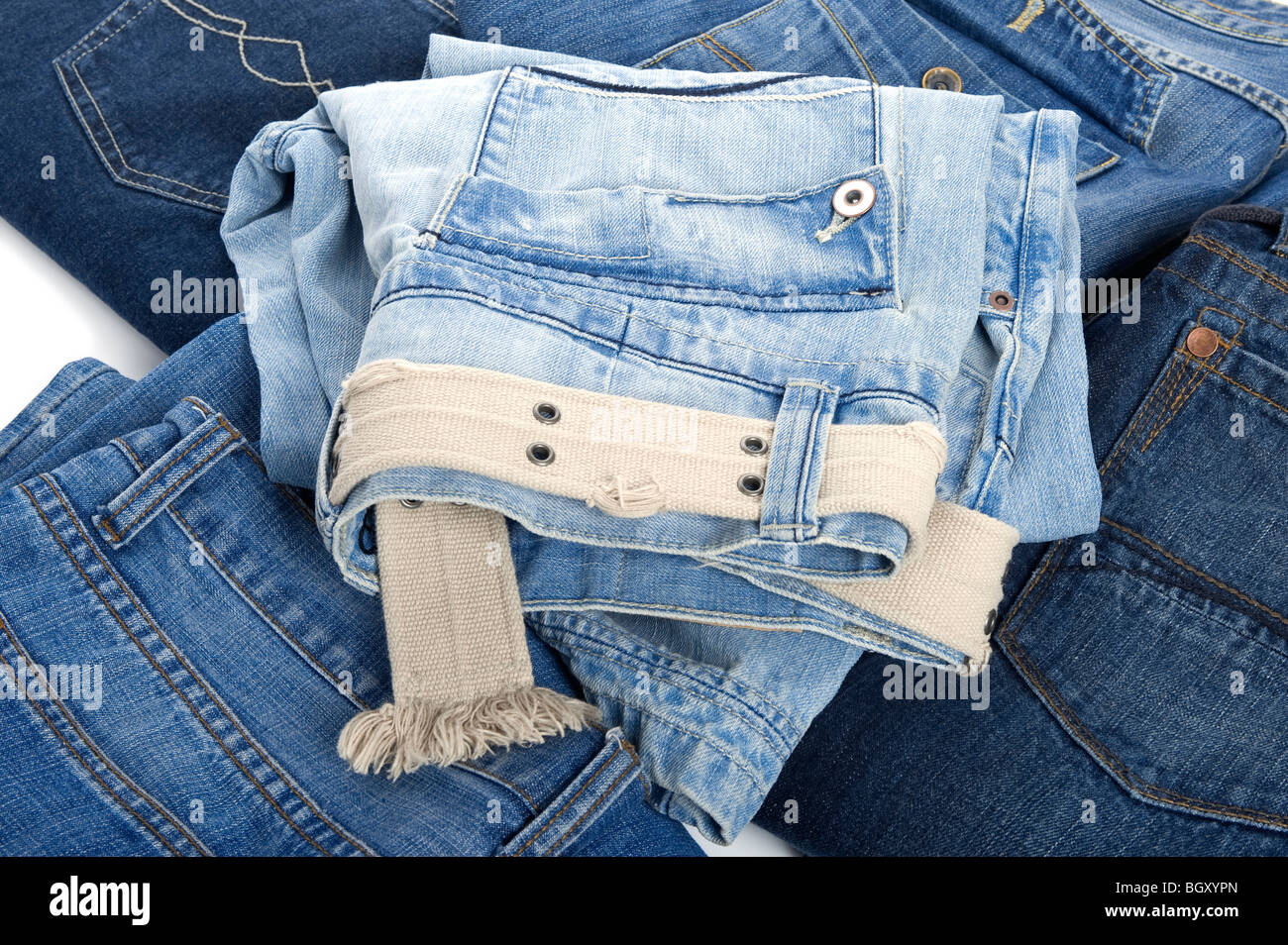 object on white clothes jeans close up Stock Photo Alamy