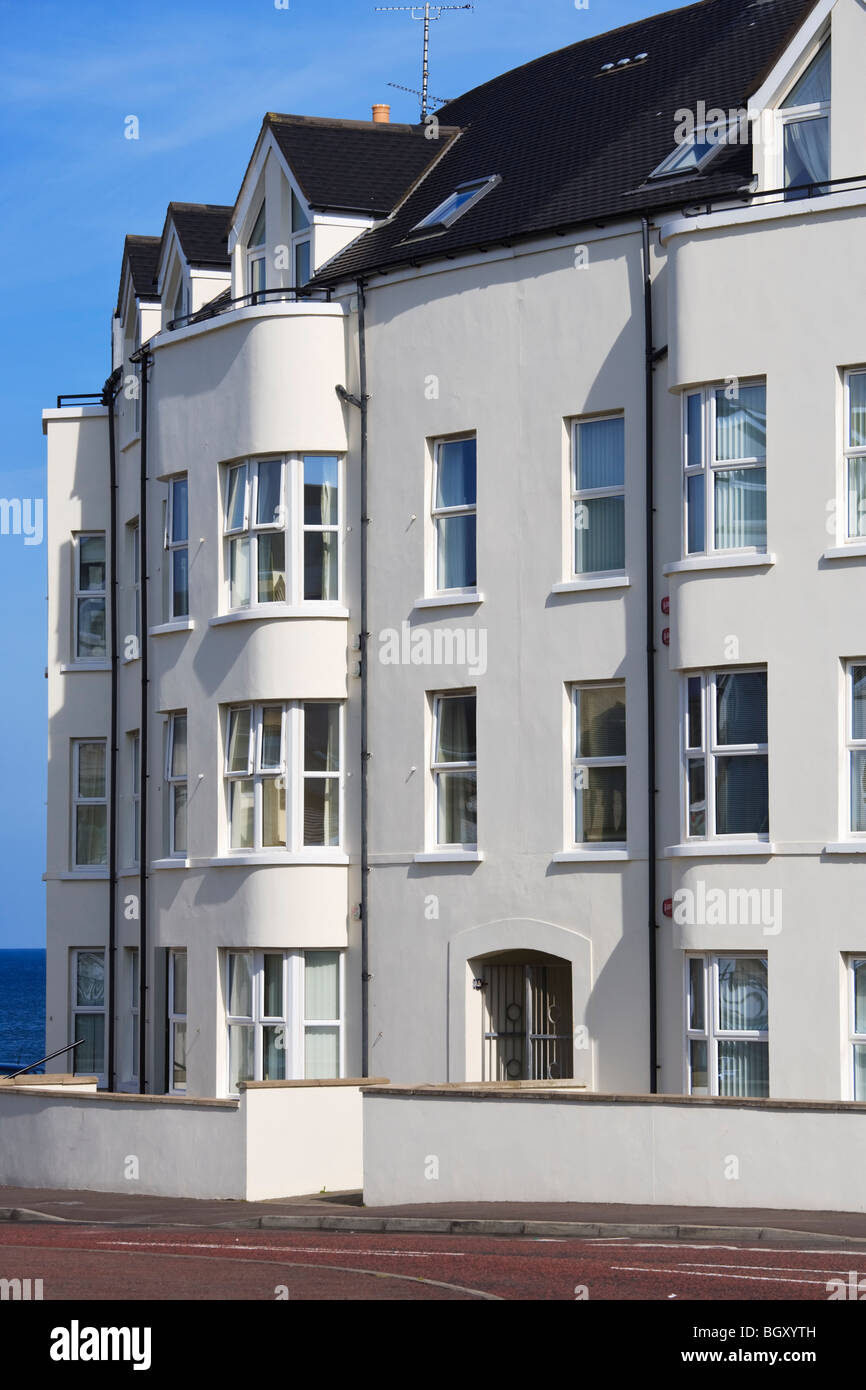 Art Deco style housing in the resort town of Portstewart, County Londonderry, Northern Ireland Stock Photo