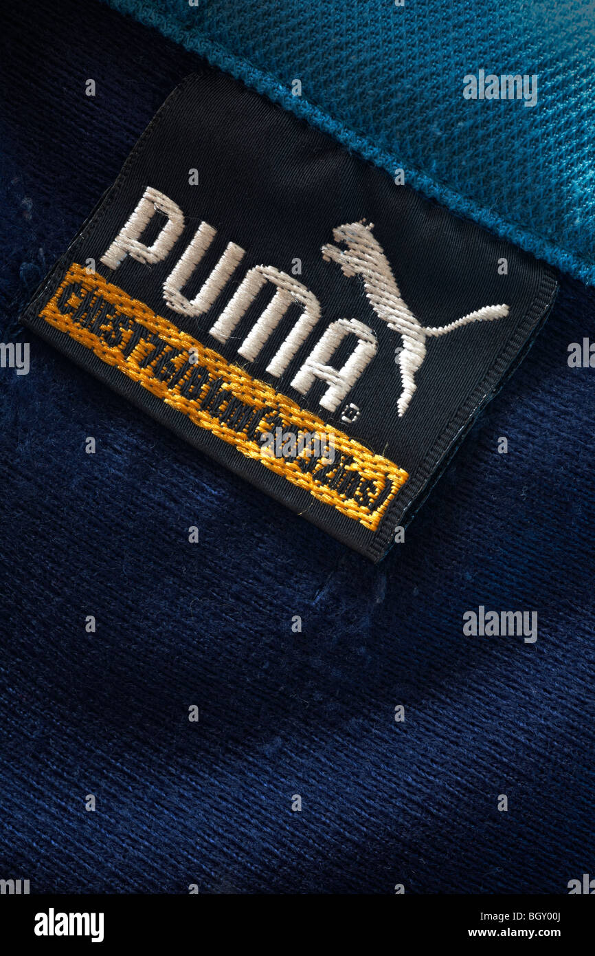Puma logo on label in tracksuit Stock 