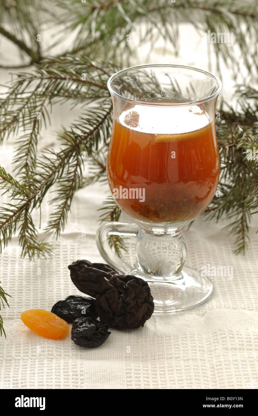 Kompot from Dried fruits traditional Eastern European drink Stock
