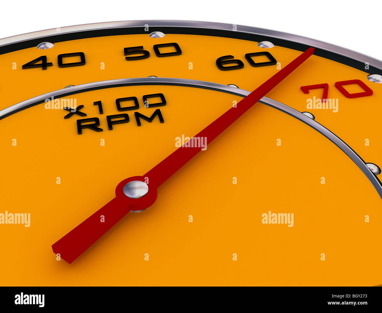 Car gauges yellow and chrome on white Stock Photo Alamy