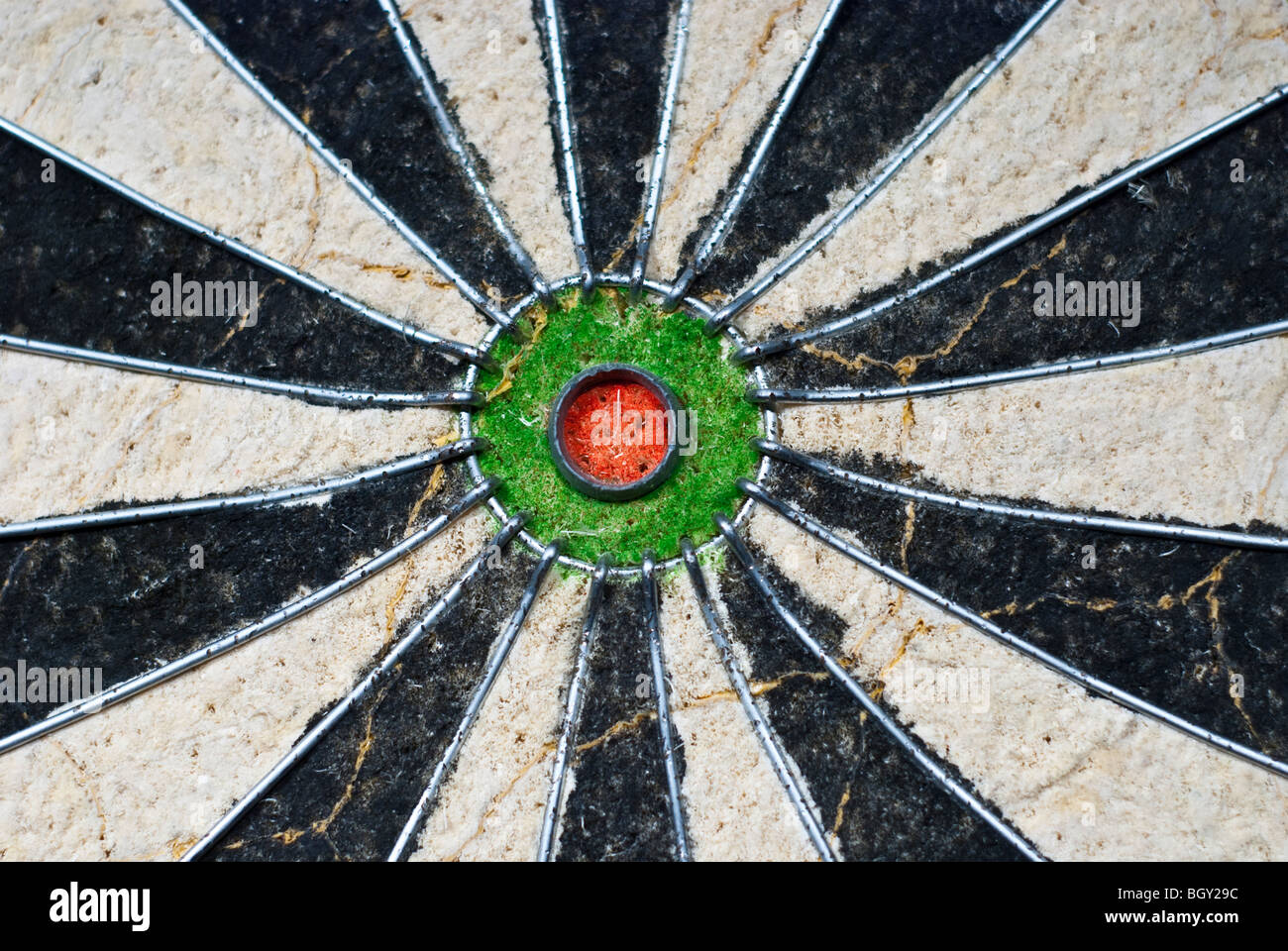 close-up of a bullseye of a dartboard Stock Photo