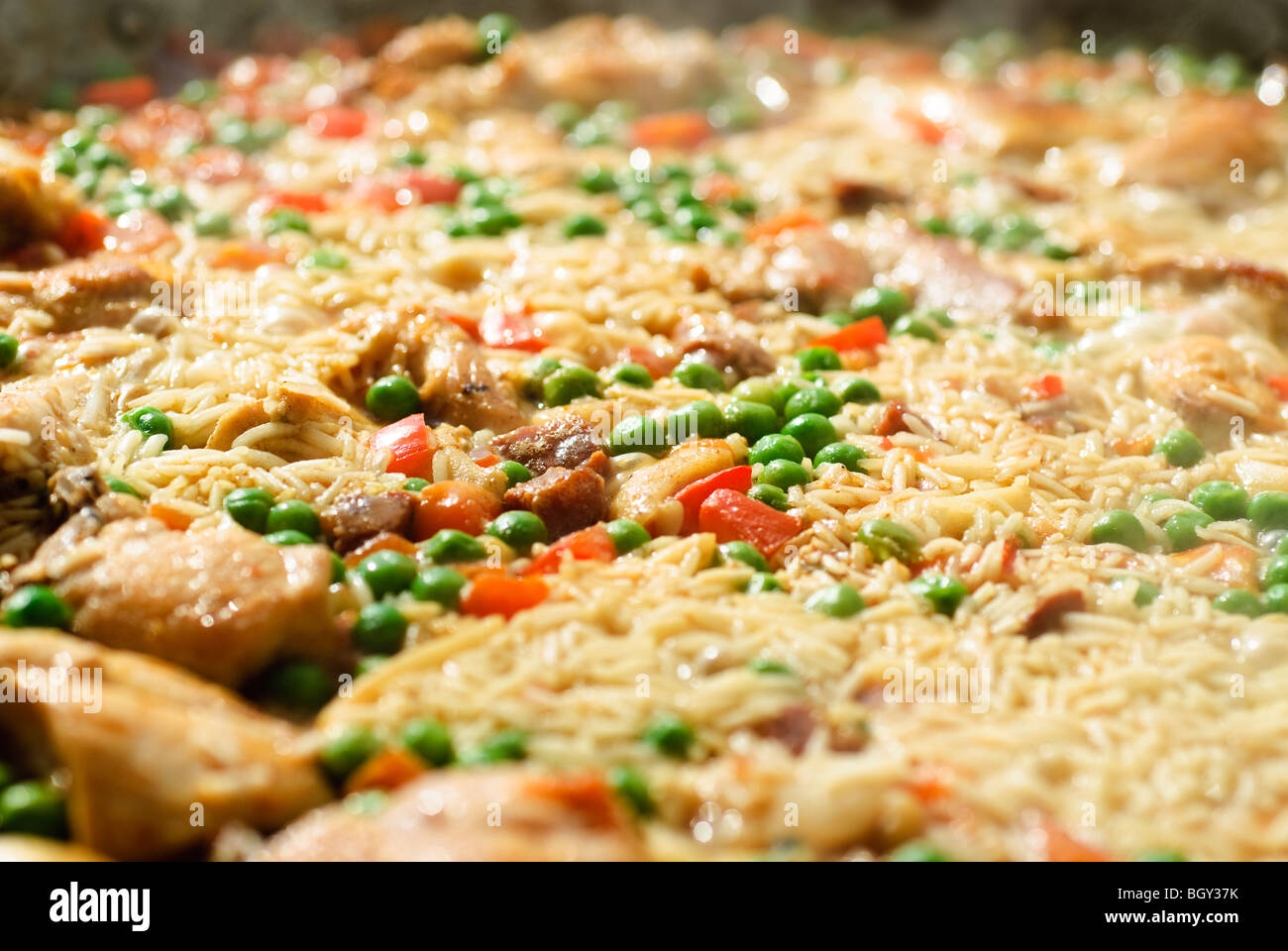 Paella, spanish rice dish Stock Photo