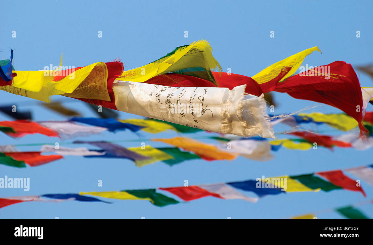 Prayer flags in the wind, Nepal Stock Photo Alamy