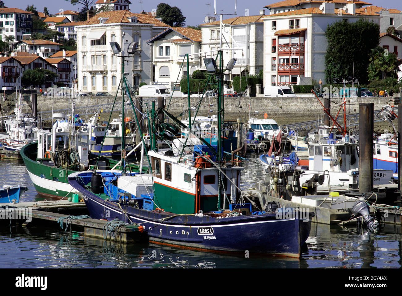 Fishing boats St Jean de Luz port Bordeaux Atlantic Coast Aquitaine France Stock Photo