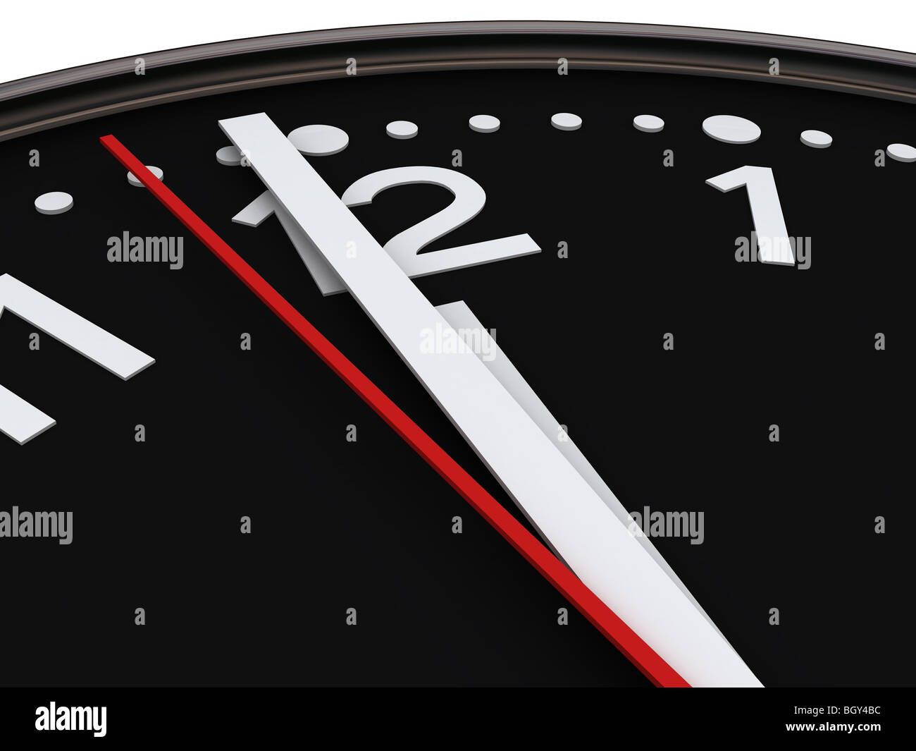 black and white chrome clock twelve midnight Stock Photo - Alamy