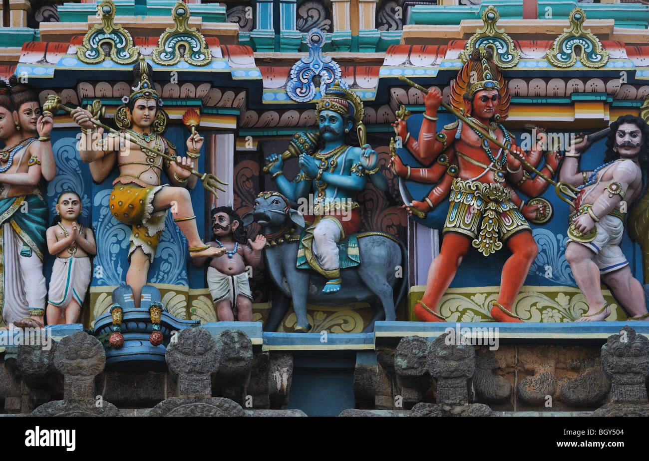 Hindu Temple Statues of Chidambaram - India Stock Photo