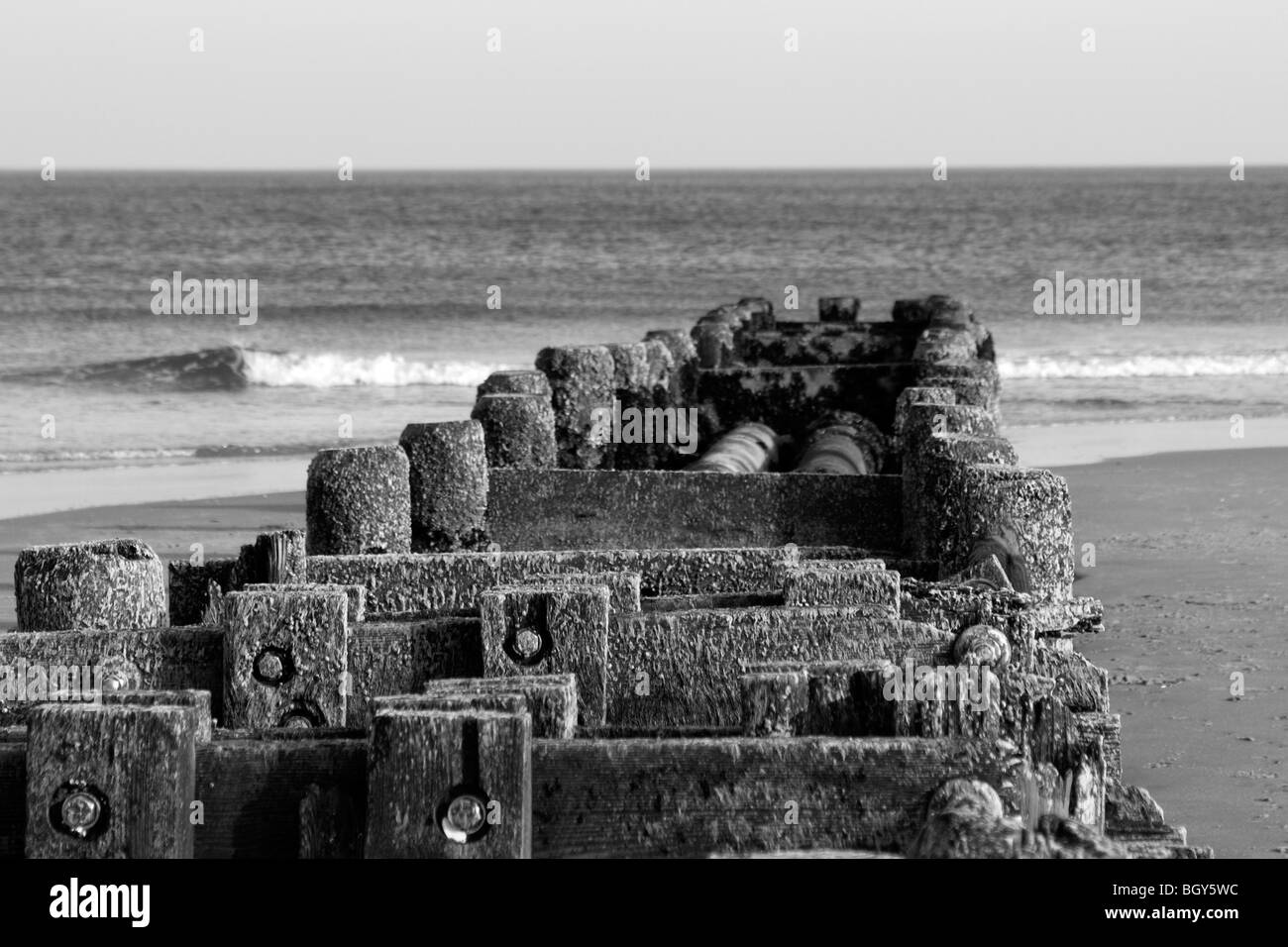 Drainage pipe and pier in black and white Stock Photo Alamy