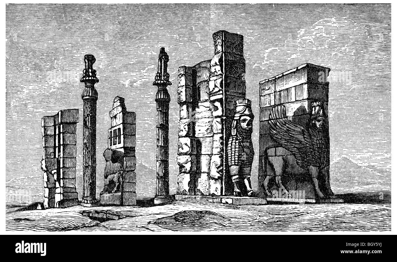 Antique Print - RUINS-DARIUS PALACE-PERSEPOLIS-IRAN-PHILIPS after VALENTIJN  - 1724 · Pictura Antique Prints