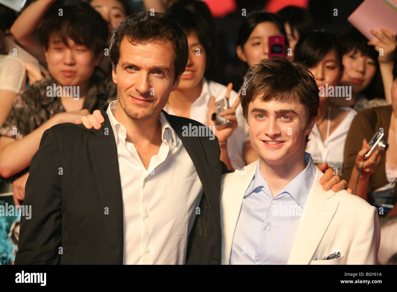 actor Daniel Radcliffe, and producer David Heyman, premiere of 5th Harry Potter movie 'Harry Potter and the Order of Phoenix'. Stock Photo