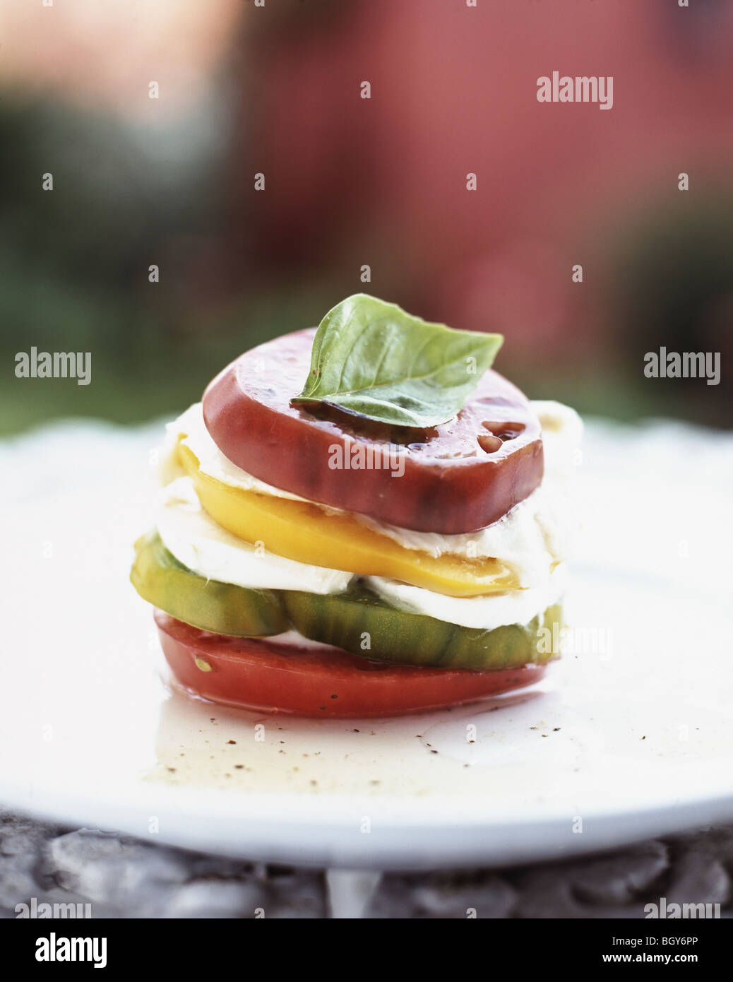 Tomato Neapolitan with organic tomatoes and mozzarella. Stock Photo