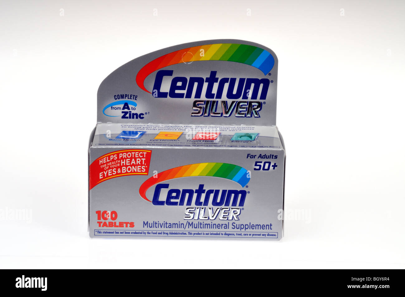 Centrum Silver  multi vitamins in packaging on white background, cutout Stock Photo