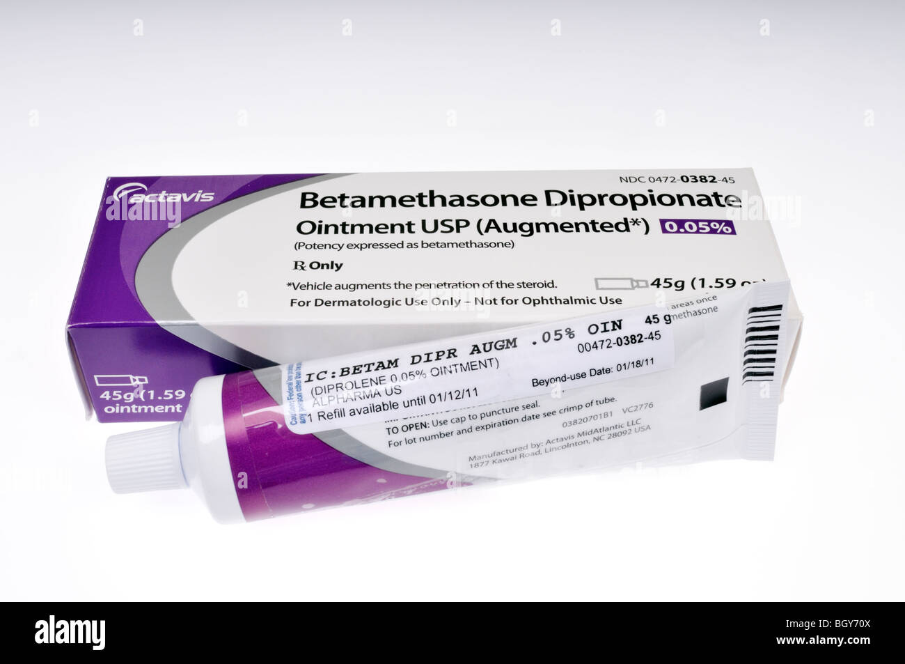 Tube of prescription betamethasone dipropionate ointment Stock Photo