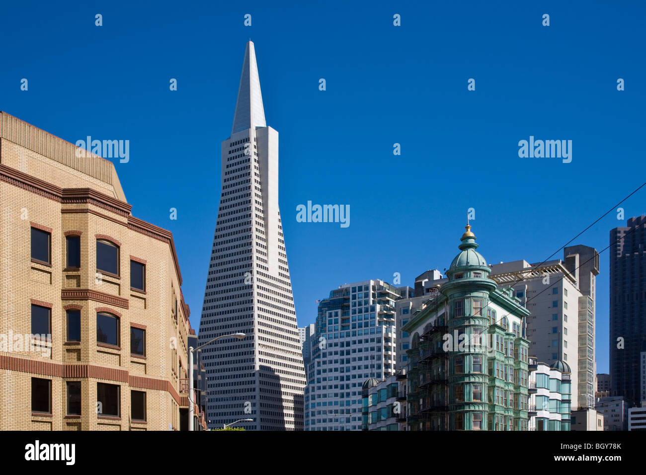 NORTH BEACH view of the TRANSAMERICA BUILDING was designed by architect William Pereira - SAN FRANCISCO, CALIFORNIA Stock Photo