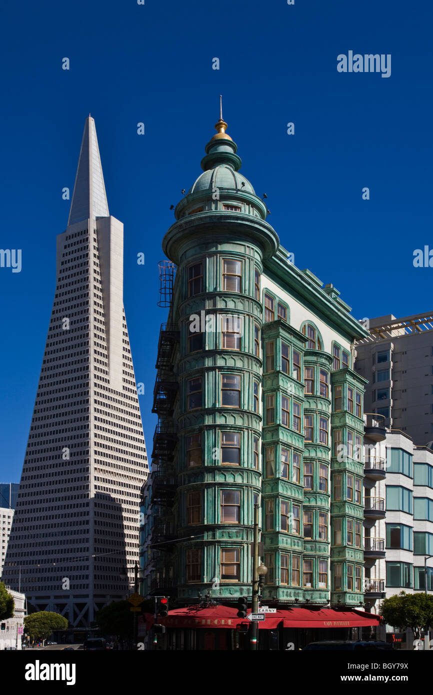 NORTH BEACH view of the TRANSAMERICA BUILDING was designed by architect William Pereira - SAN FRANCISCO, CALIFORNIA Stock Photo