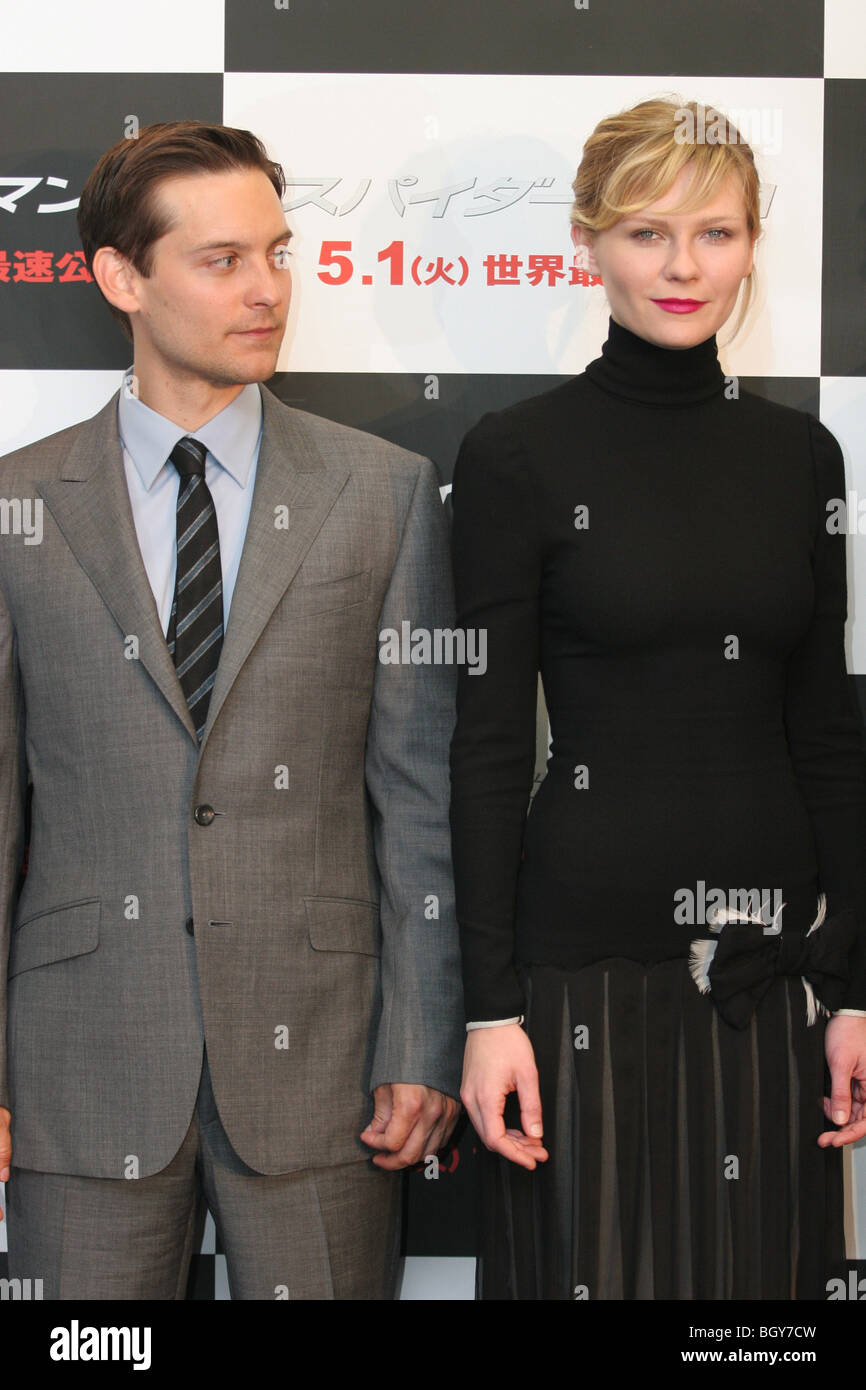 'SPIDERMAN 3' WORLD PREMIERE, TOKYO, JAPAN, Apr. Monday 16th 2007. American actors Kirsten Dunst and Tobey Maguire. Stock Photo