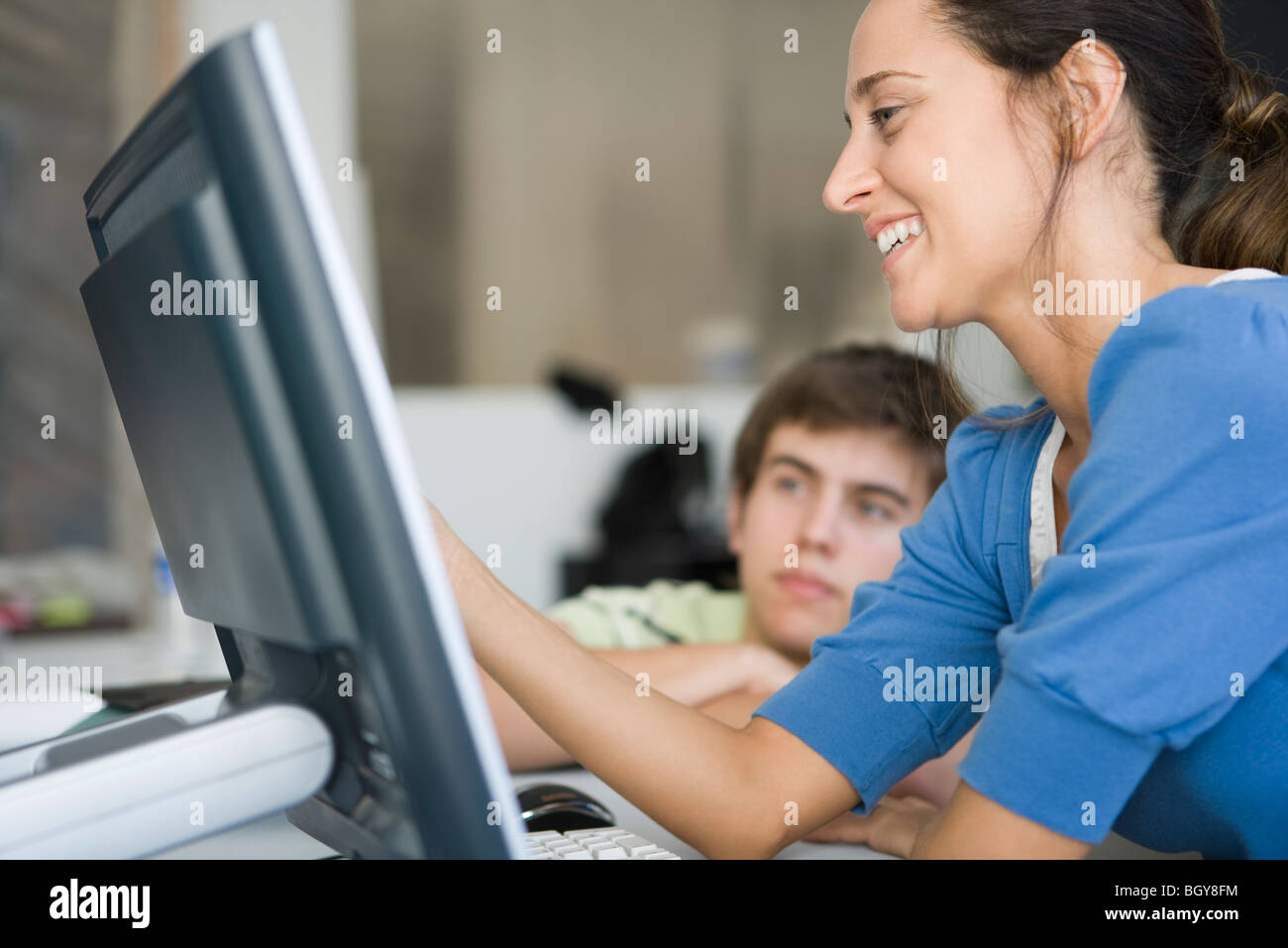 College stuents working on computer assignment Stock Photo - Alamy