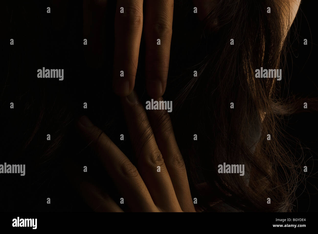 Person running fingers through hair, closeup Stock Photo Alamy