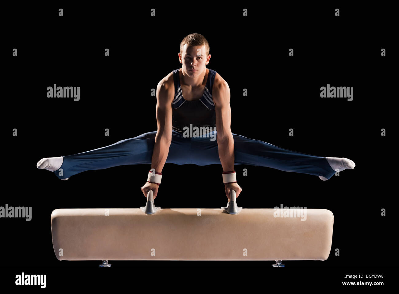 Gymnast on pommel horse Stock Photo