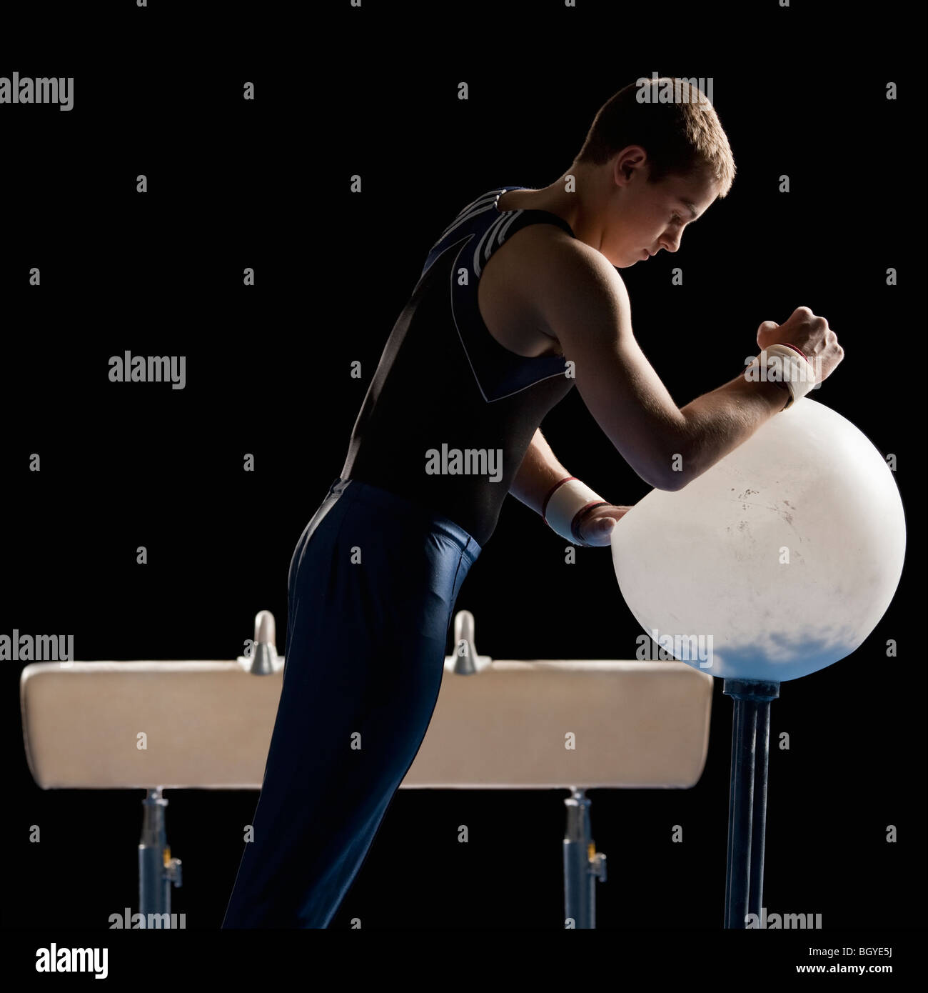 Male gymnast on pommel horse Stock Photo Alamy