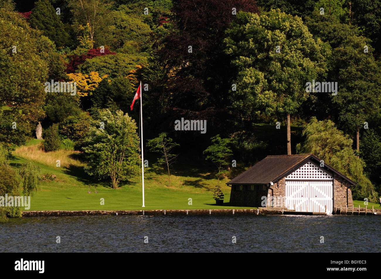 Boathouse on Lake Windermere Cumbria Stock Photo Alamy