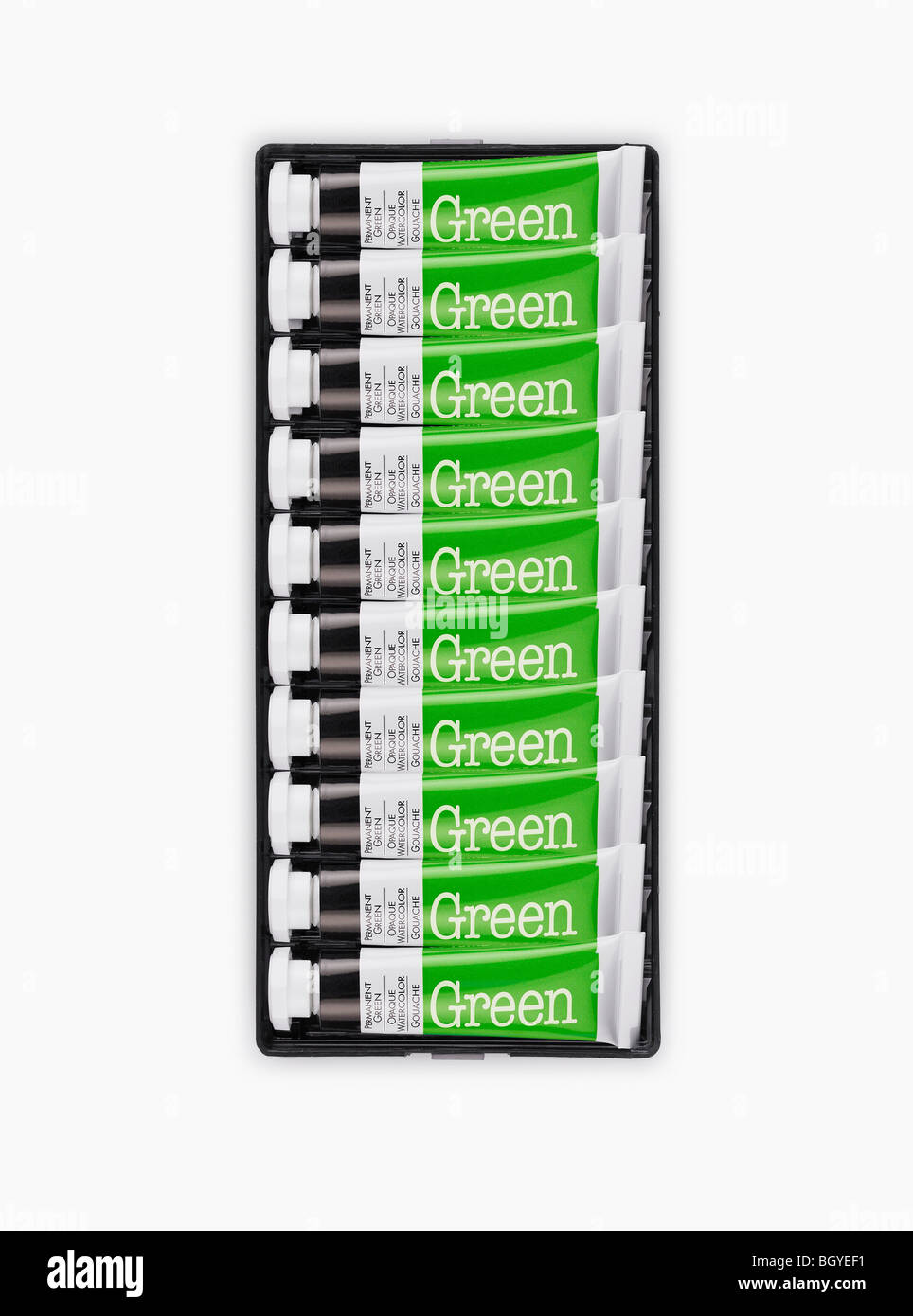 Green paint tubes Stock Photo