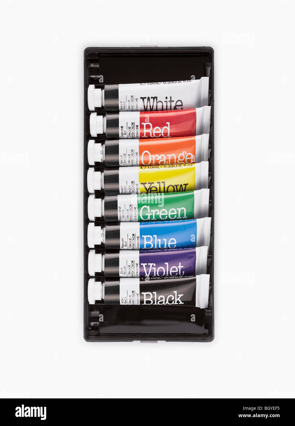 Coloured paint tubes Stock Photo
