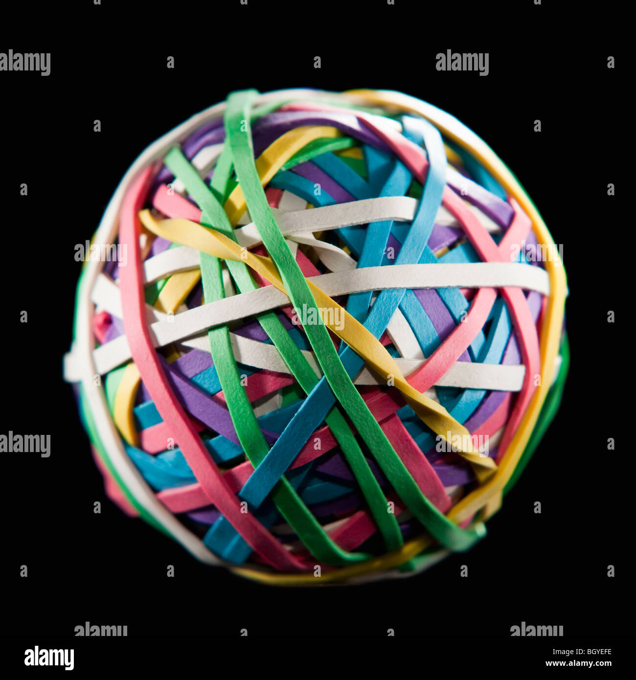 Ball of colorful rubberbands Stock Photo